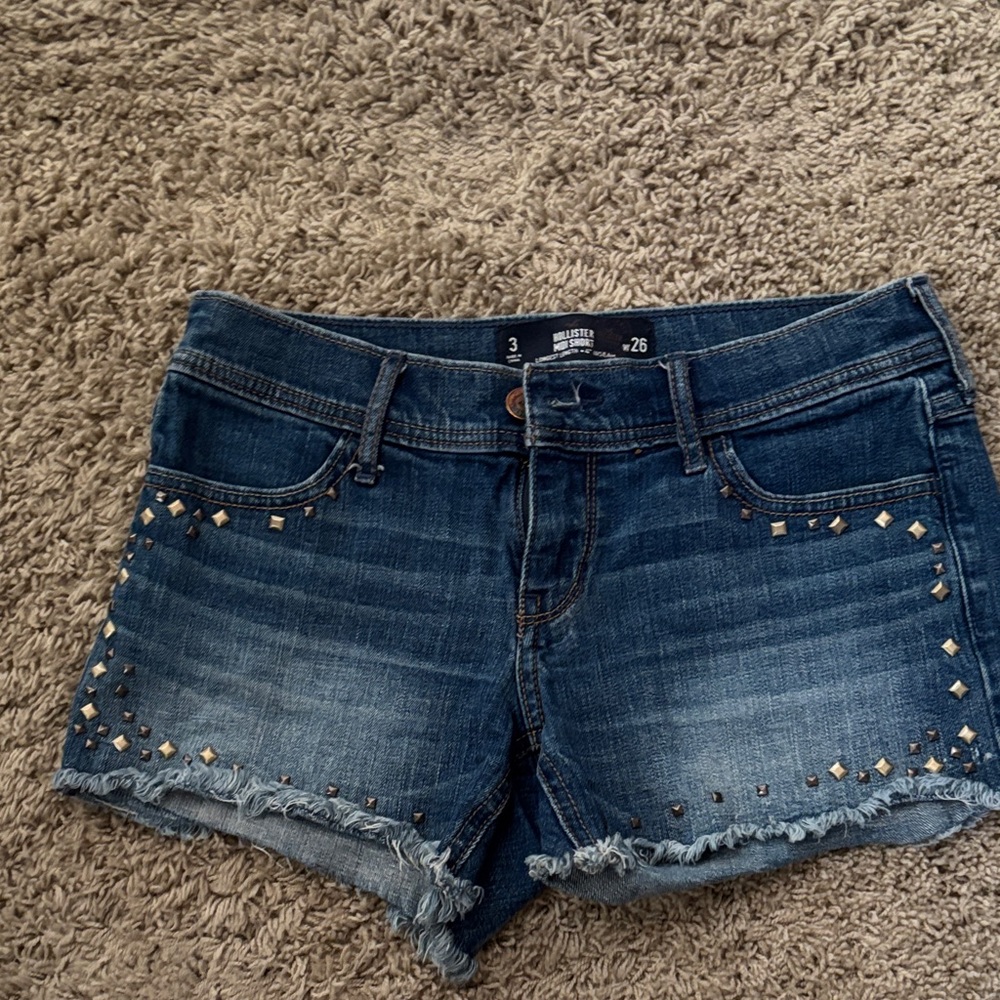 Hollister Studded Midi Denim Shorts